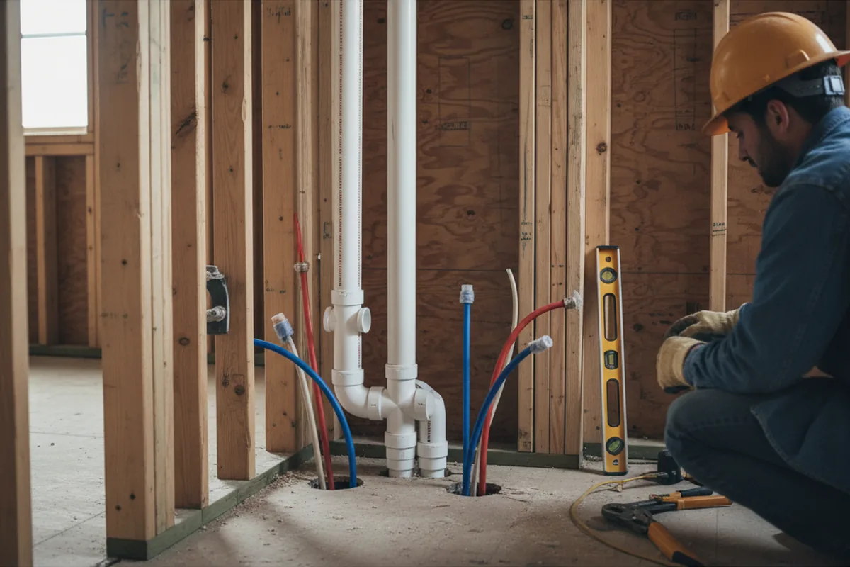 Drain and supply rough-in during Drain Cleaning in Prosperity